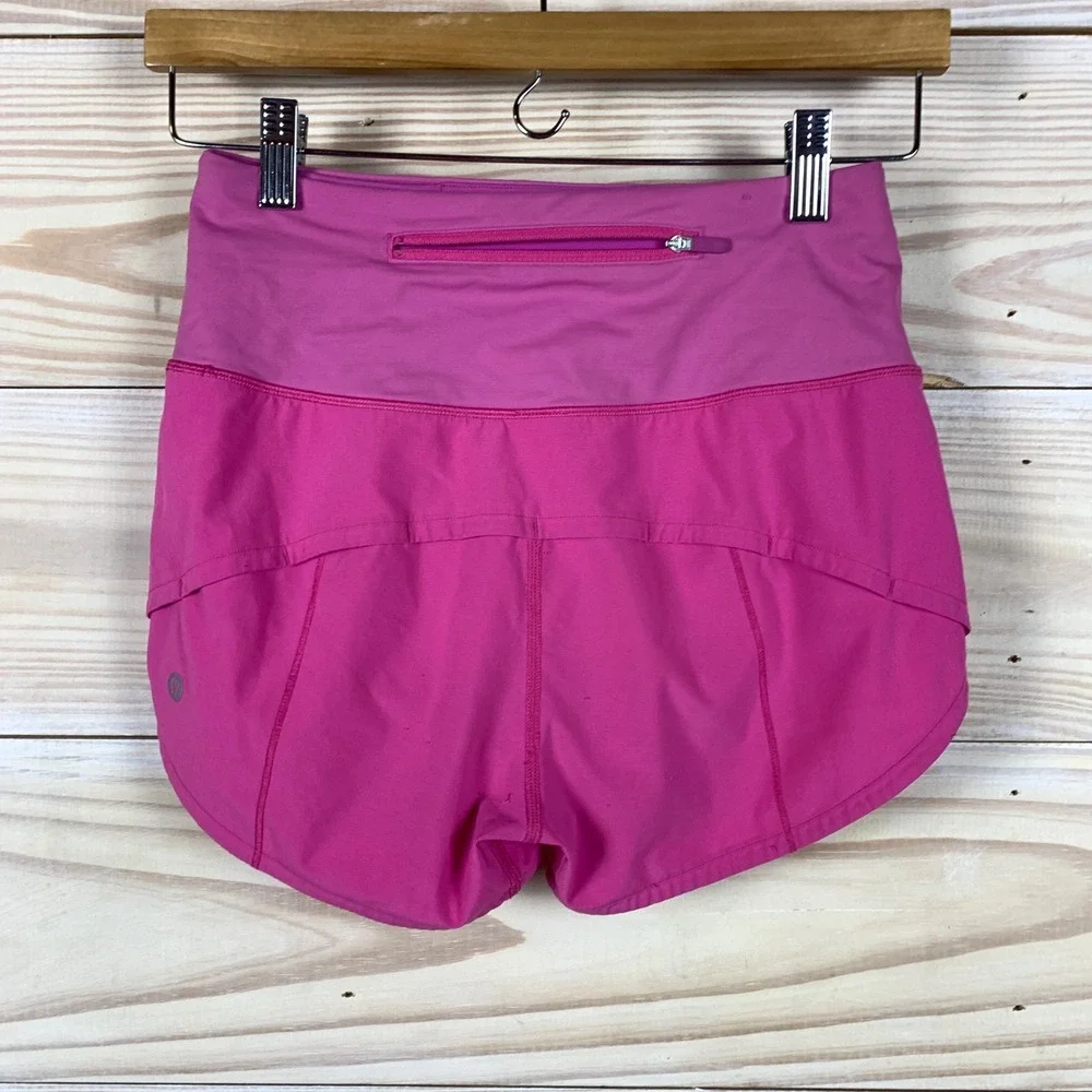 Lululemon Speed Up Shorts Womens 2 Pink High Rise Lined Running Athletic 2.5